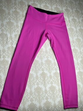 Lululemon Wunder Under Crop Reversible Leggings Size 6 Pink Black High Rise